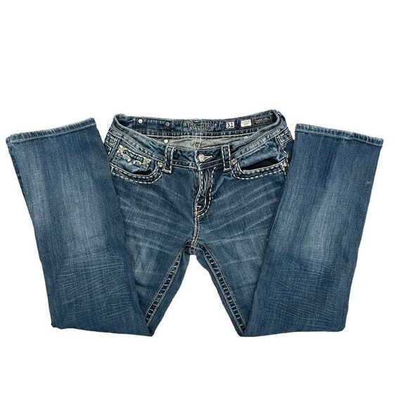 Miss Me Jeans Womens Denim Boot Cut Mid Rise JW5161B2 Distressed Blue Wash Sz 31 - Picture 4 of 11